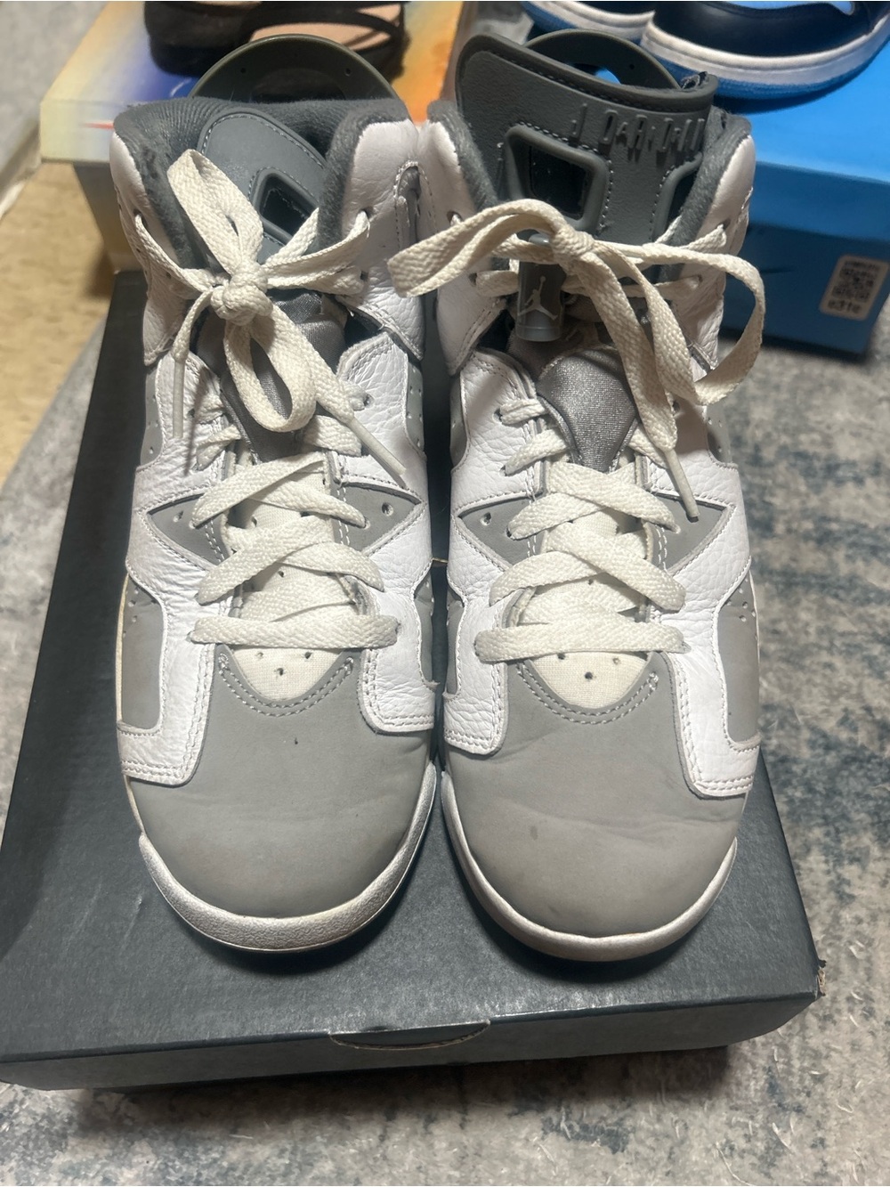 Kids White & Gray High-Top Athletic Shoes